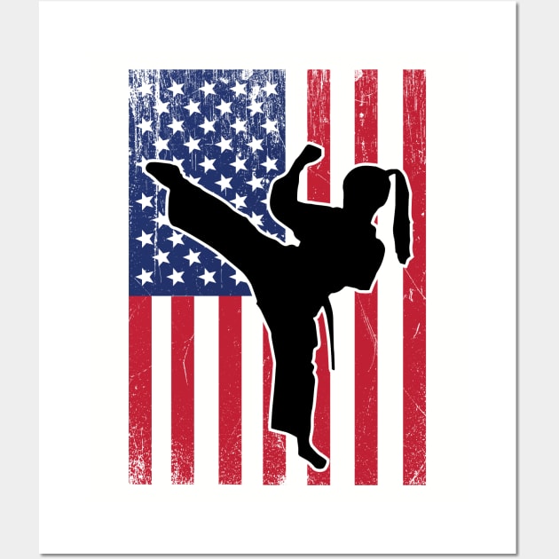 Taekwondo - Taekwondo USA Flag Wall Art by Kudostees